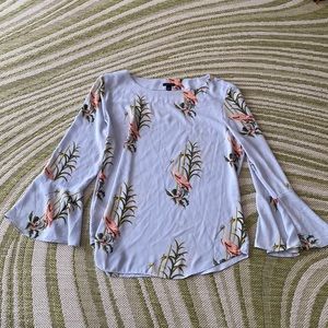 Ann Taylor Scoop Neck Bird Blouse